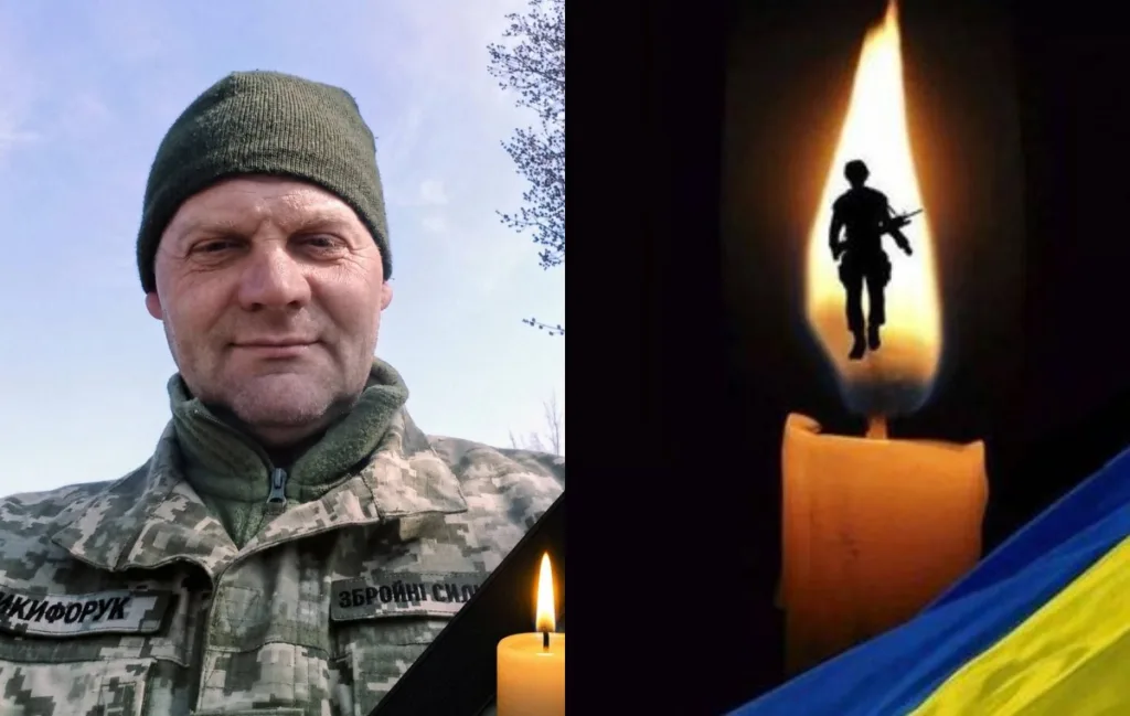 Український військовий та свічка пам’яті героя