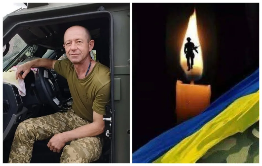 Український військовий та свічка пам’яті з прапором