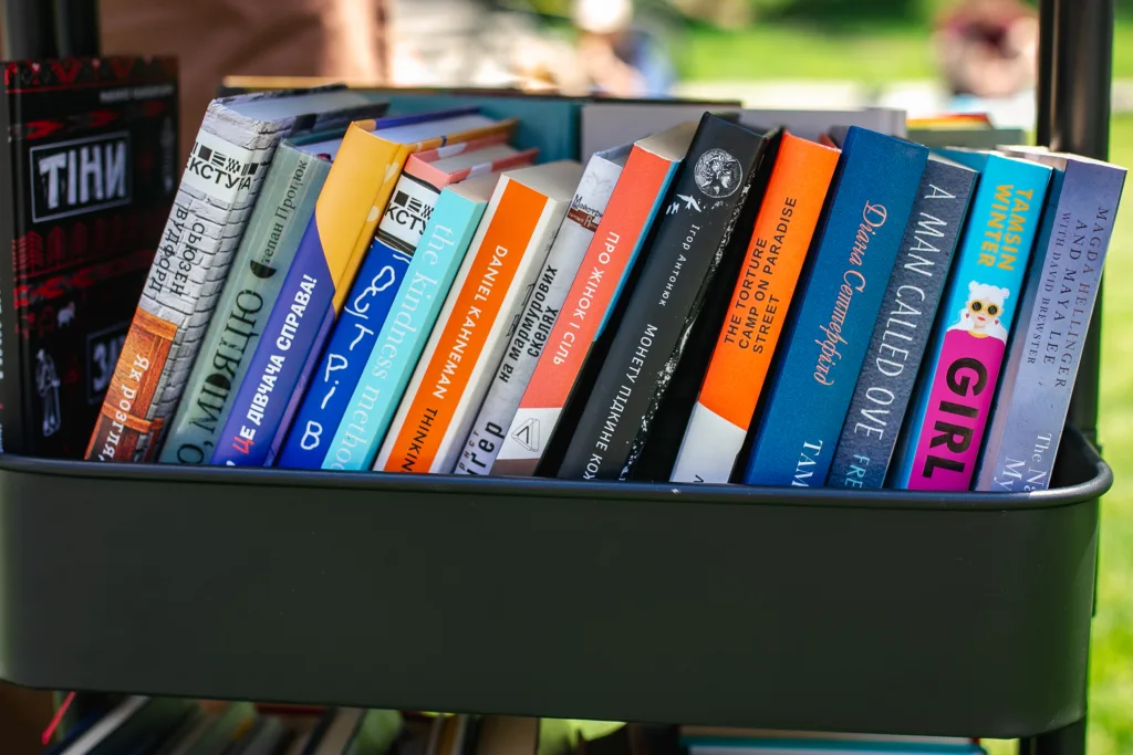 Книги на полиці просто неба