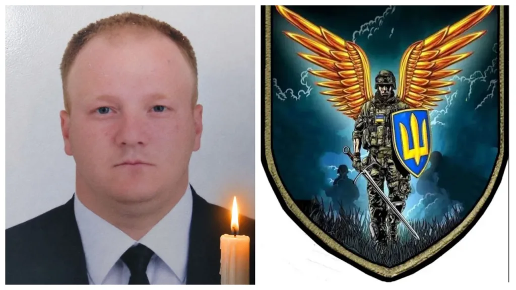 Портрет чоловіка та герб із воїном і крилами