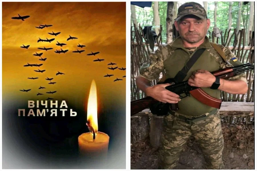 Український військовий та свічка пам'яті герою
