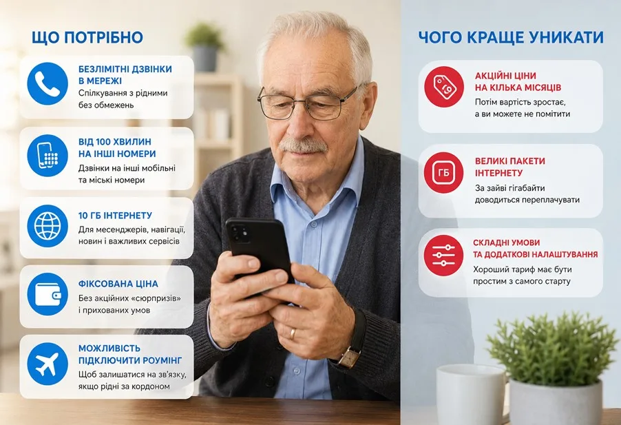 Поради вибору мобільного тарифу для літніх людей