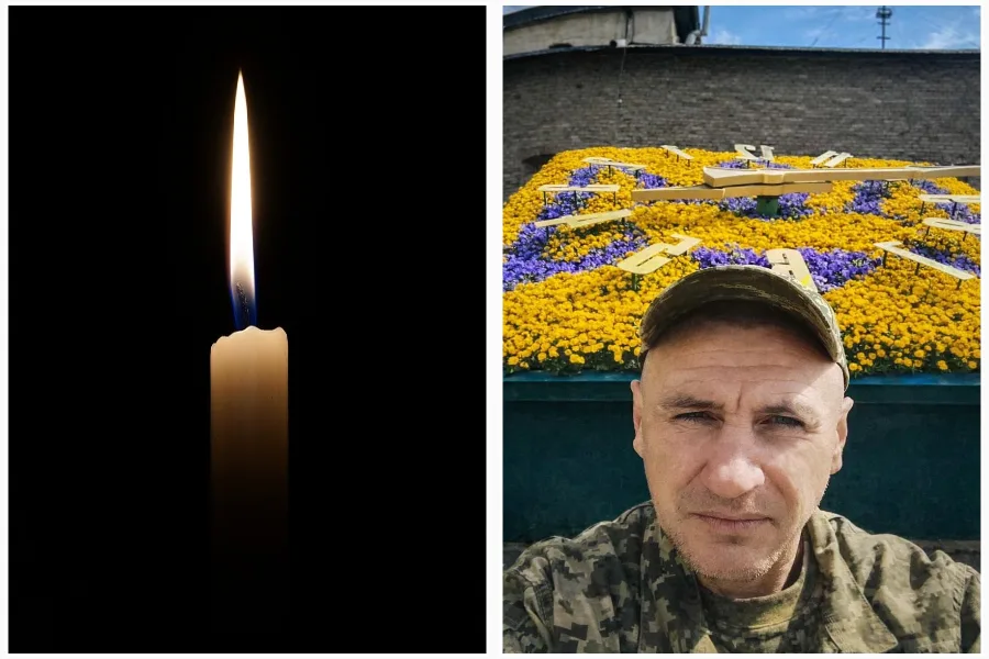 Свічка пам’яті та військовий у камуфляжі