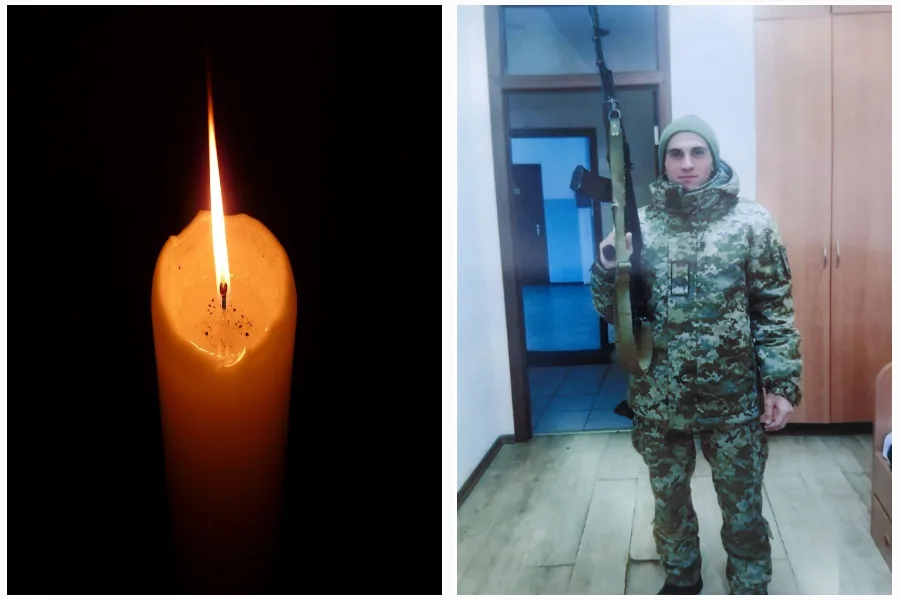 Свічка пам’яті та військовий у камуфляжі