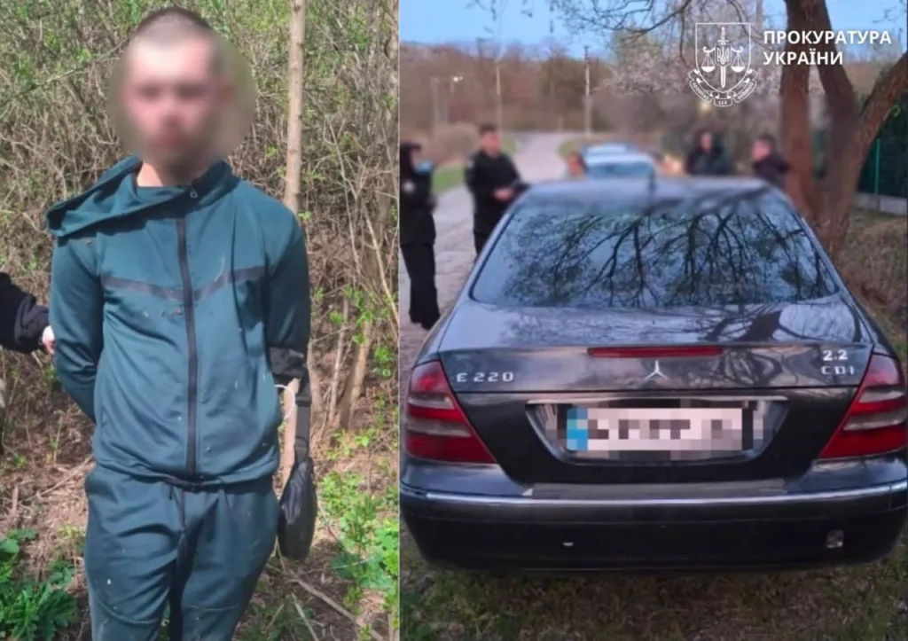 Затримання чоловіка та чорного автомобіля Mercedes