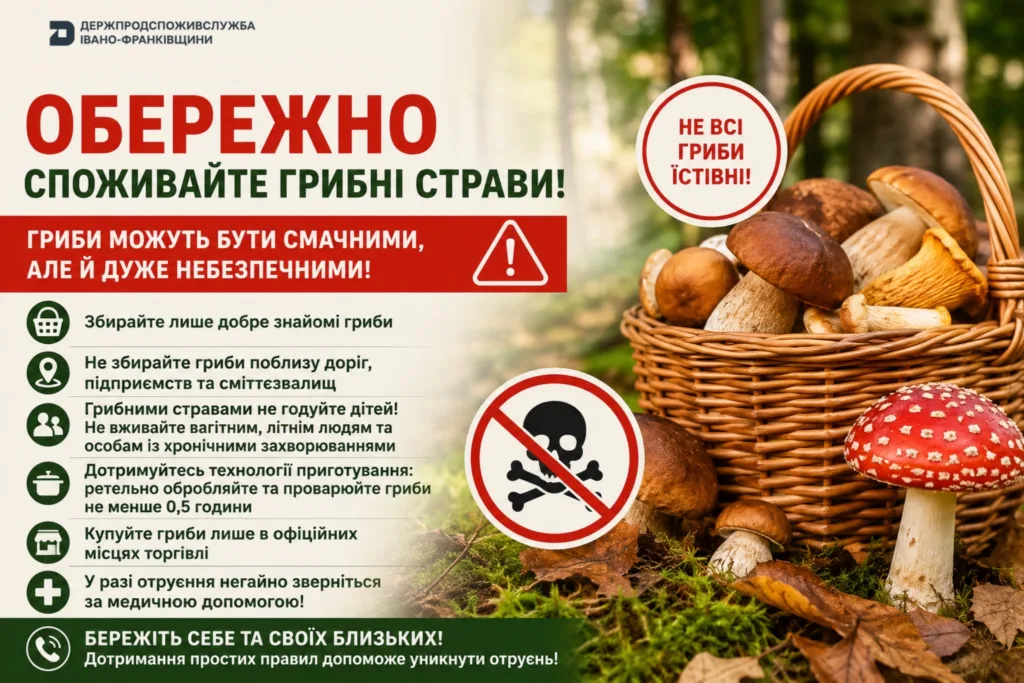 Попередження про небезпеку отруєння грибами