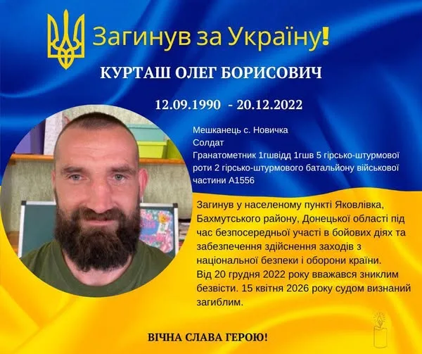 Вшанування пам’яті українського солдата Курташа Олега Борисовича