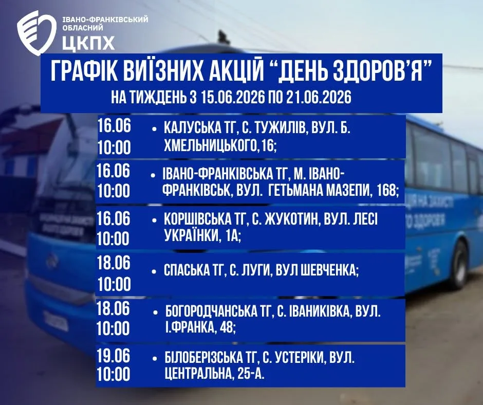 Графік виїзних акцій День здоров’я Івано-Франківськ