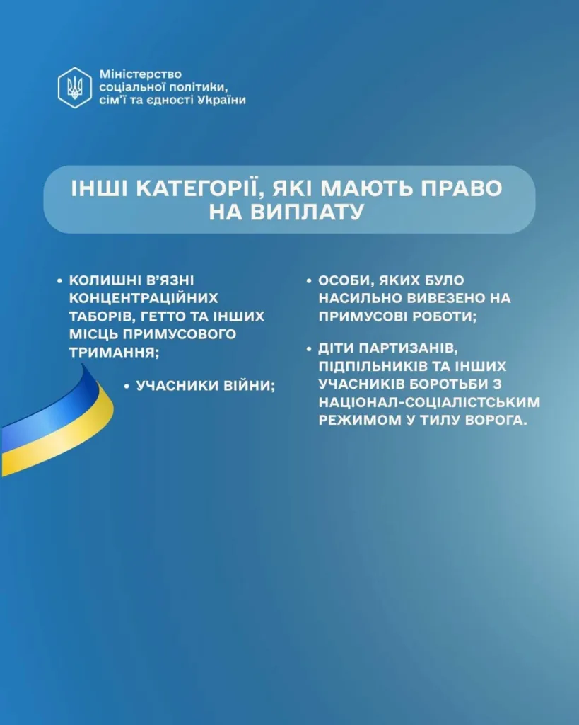 Категорії осіб, що мають право на виплату