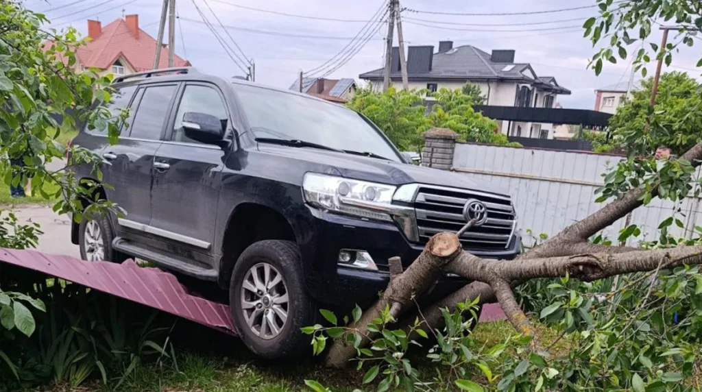 Позашляховик наїхав на повалене дерево у дворі