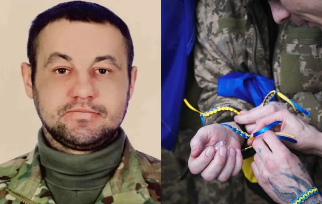 Український військовий та стрічки кольорів прапора