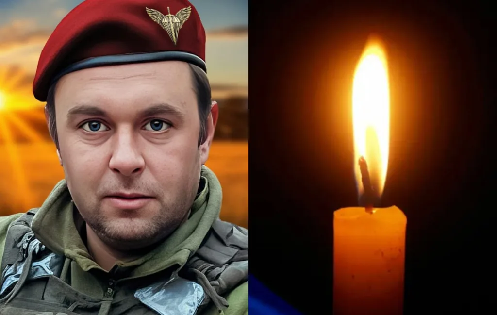 Військовий у береті та палаюча свічка пам’яті
