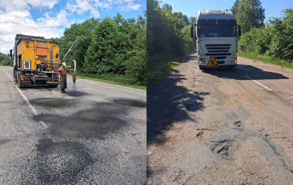 Ремонт дорожнього покриття на заміській трасі