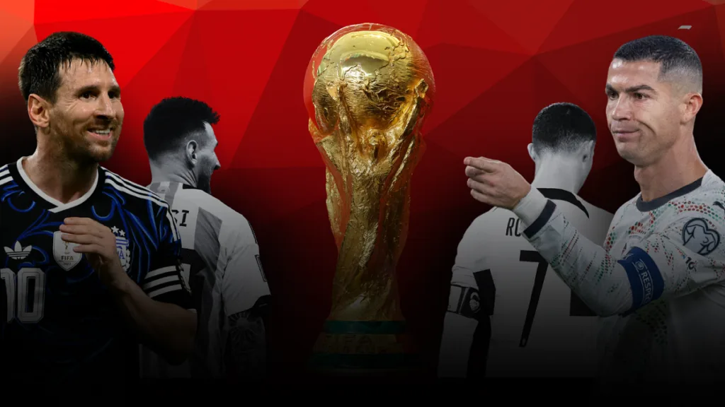 Футболісти поруч із Кубком світу FIFA