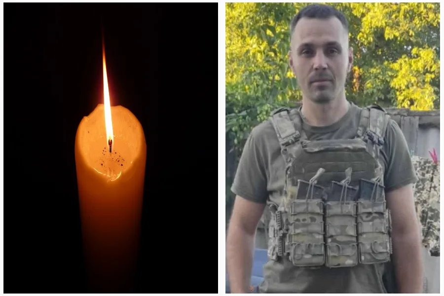 Запалена свічка та військовий у формі