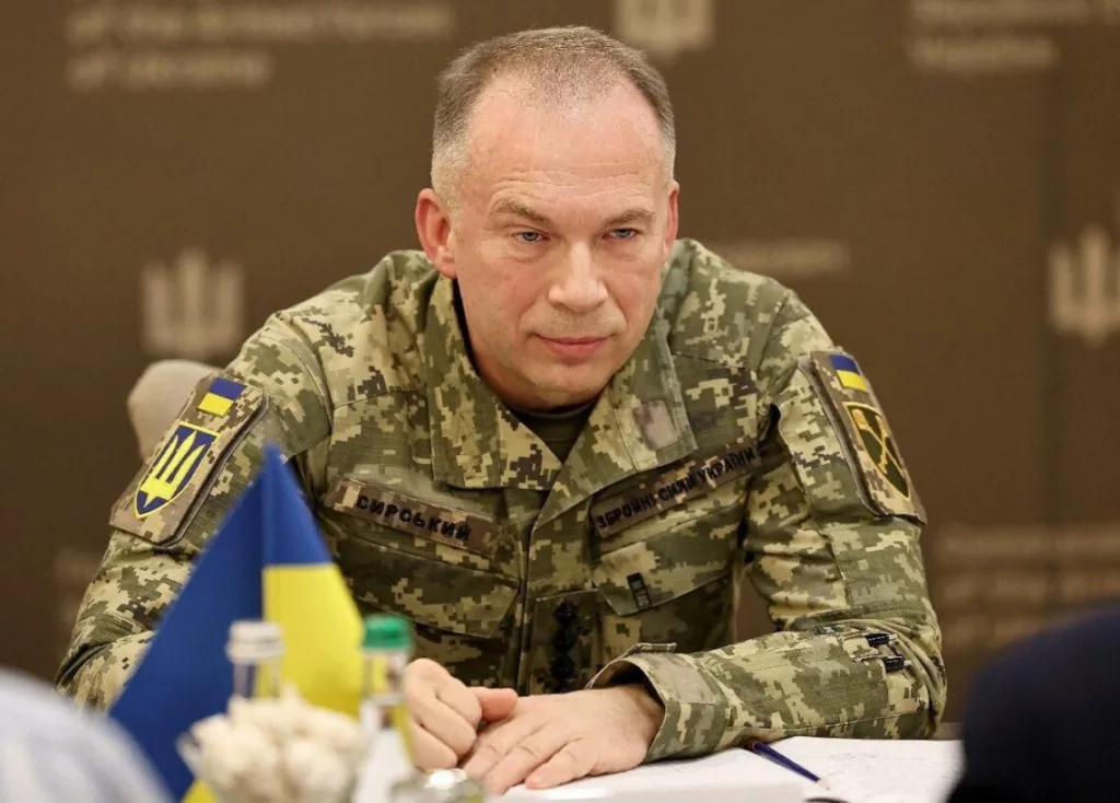 Український військовий під час наради
