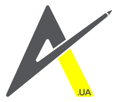 Логотип з буквою A та доменом .UA