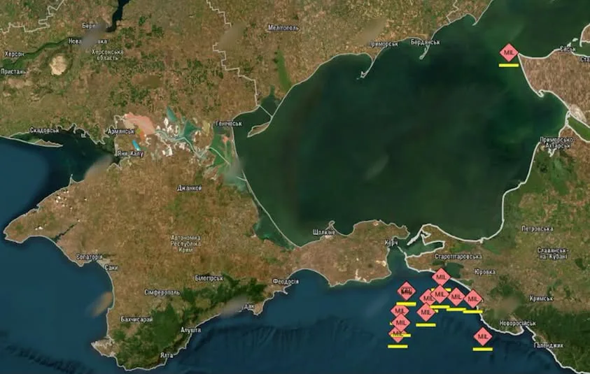 Супутникова карта Криму та Азовського моря