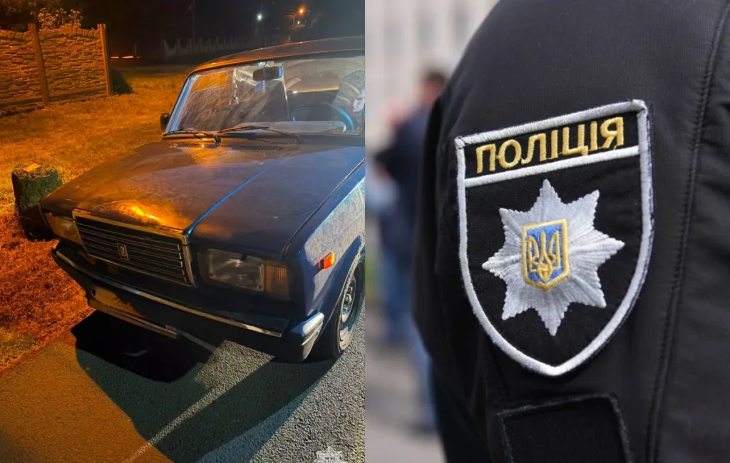 Старий автомобіль і форма української поліції