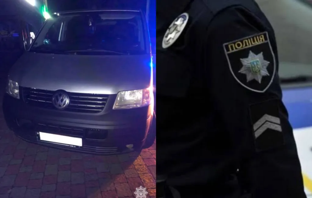 Поліцейський і автомобіль Volkswagen уночі