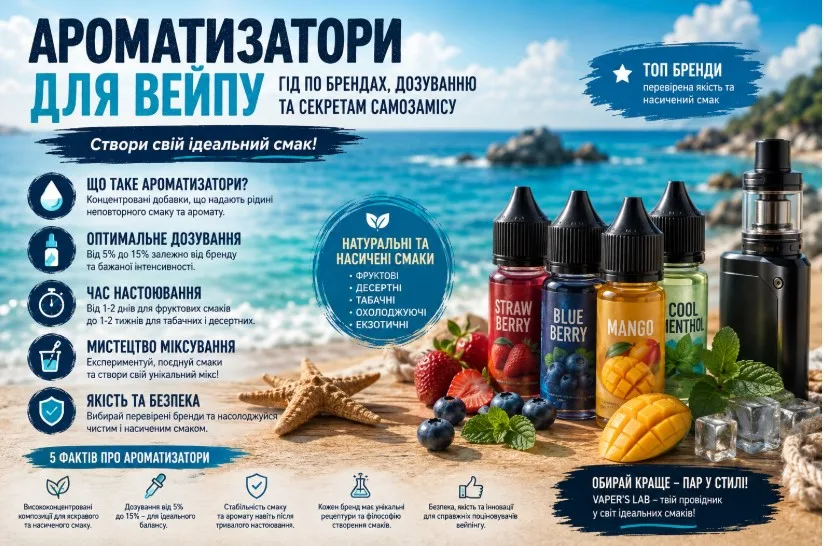Інфографіка про ароматизатори для вейпу з фруктовими смаками