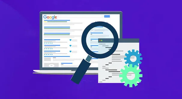 Ілюстрація SEO-аналізу пошуку Google з лупою