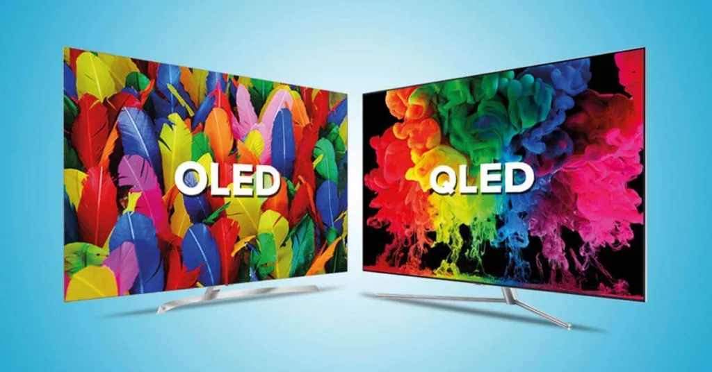 Два телевізори OLED і QLED з яскравими екранами
