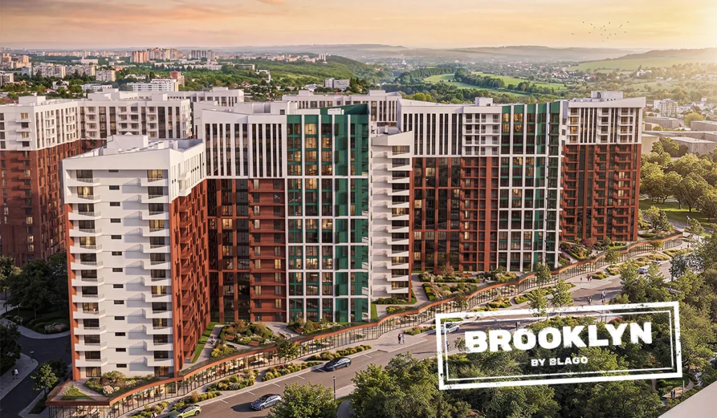 Сучасний житловий комплекс Brooklyn by Blago на заході сонця