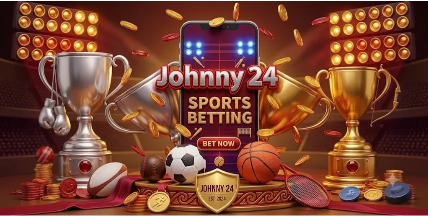 Реклама Johnny 24 зі спортивними кубками, м’ячами й монетами