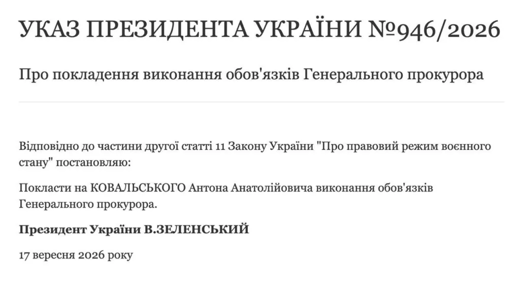 Указ Президента про призначення Антона Ковальського