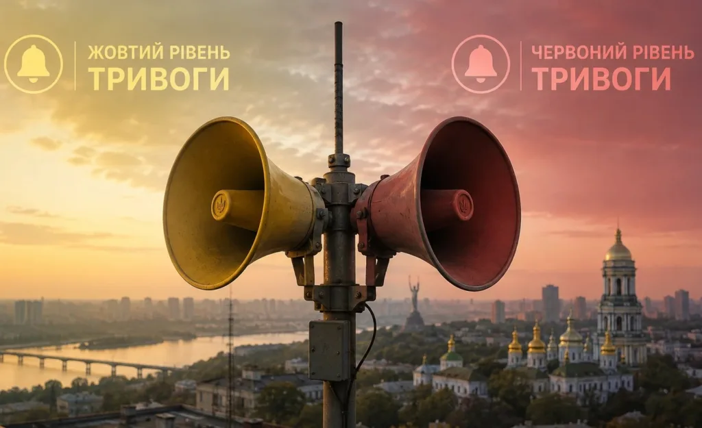 Жовтий і червоний рівні повітряної тривоги над Києвом
