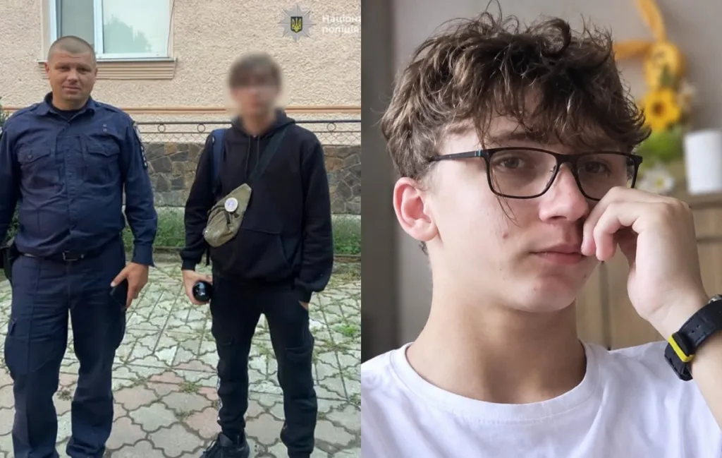Колаж поліцейського, затриманого та молодого чоловіка в окулярах